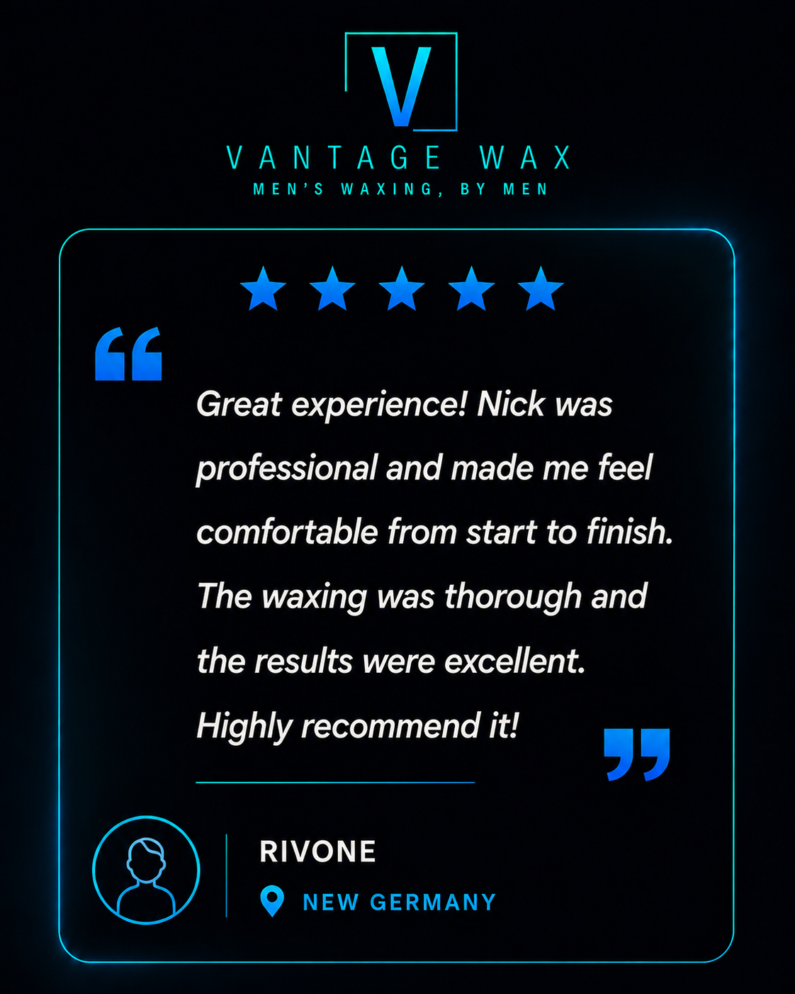 Five-star client testimonial from Rivone in New Germany