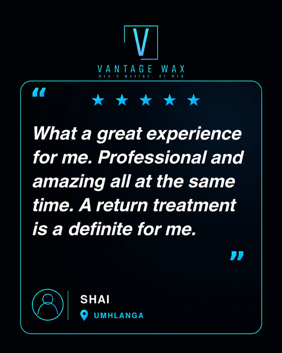 Five-star client testimonial from Shai in Umhlanga