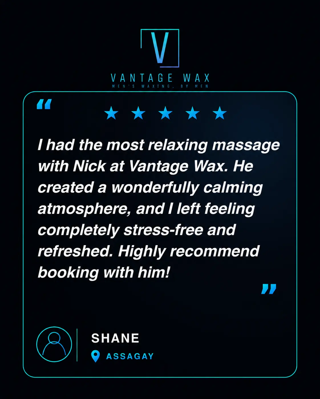 Five-star client testimonial from Shane in Assagay